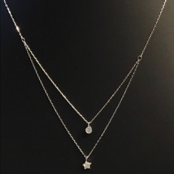 Sterling Silver Double Layer Cz Necklace - Picture 6 of 12